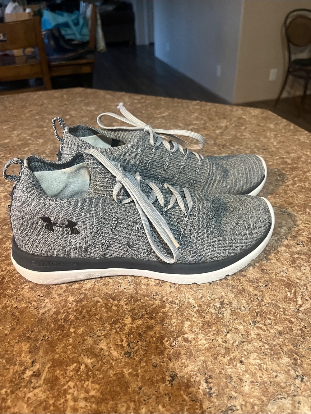 Under Armour Gray Knit Lace-Up Sneakers